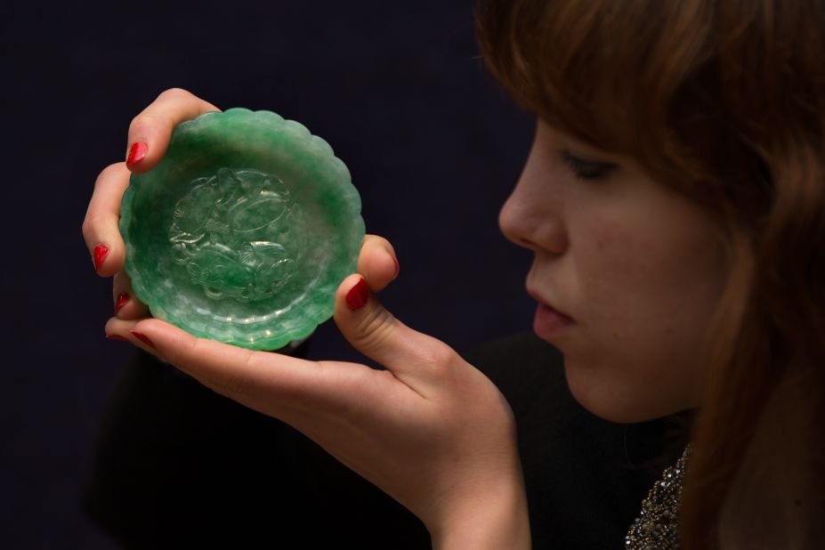 It may look tiny, but this "exceptional apple-green jadeite 'chrysanthemum' washer" fetched over $140, 000 at a Bonhams auction in May 2016 in London. 