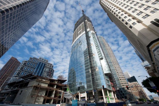 The Wilshire Grand will be the tallest building on the West Coast when it opens in spring 2017, at 1,099 feet. The building will offer a mix of hotel rooms, office space and leisure facilities.  <br /><br />Skyscrapers in California have not come close to their East Coast counterparts such as the One World Trade Center, as architects must account for working in one of the most earthquake-prone regions in the world. 