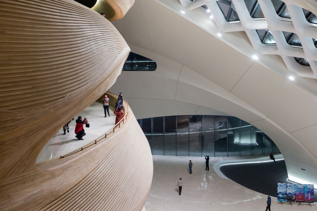 Timber interiors and interactive public spaces are signatures of the Harbin Opera House.