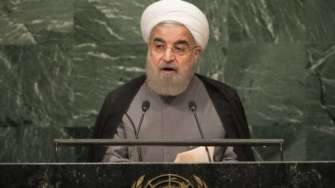 Iranian President Hassan Rouhani addresses the United Nations General Assembly at UN headquarters, September 22, 2016 in New York City. 