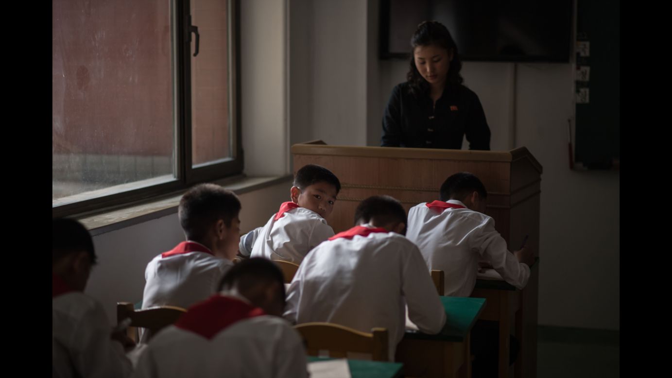 Students take a test Thursday, September 22, at the Pyongyang International Football School in Pyongyang, North Korea. <a href="http://www.cnn.com/2016/09/13/asia/cnnphotos-north-korea-maye-e-wong/index.html" target="_blank">Beneath North Korea's "orchestrated pageantry"</a>