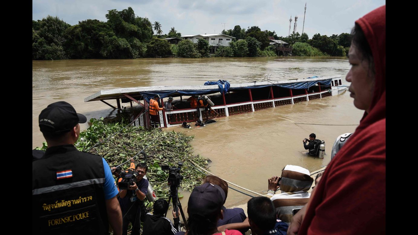 Rescue workers look for missing people the day after <a href="http://www.cnn.com/2016/09/18/asia/thailand-boat-capsizes/" target="_blank">a tourist boat capsized</a> in central Thailand on Sunday, September 18. More than two dozen people were killed.