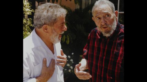 Fidel Castro meets with ex-President of Brazil Lula Ignacio de Silva.