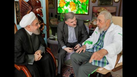 Fidel Castro meets with Iranian President Hassan Rouhani at his home in Havana in September. 