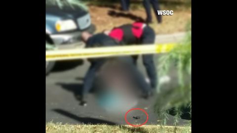 A photo obtained by CNN affiliate WSOC-TV shows the scene where Keith Scott was fatally shot.