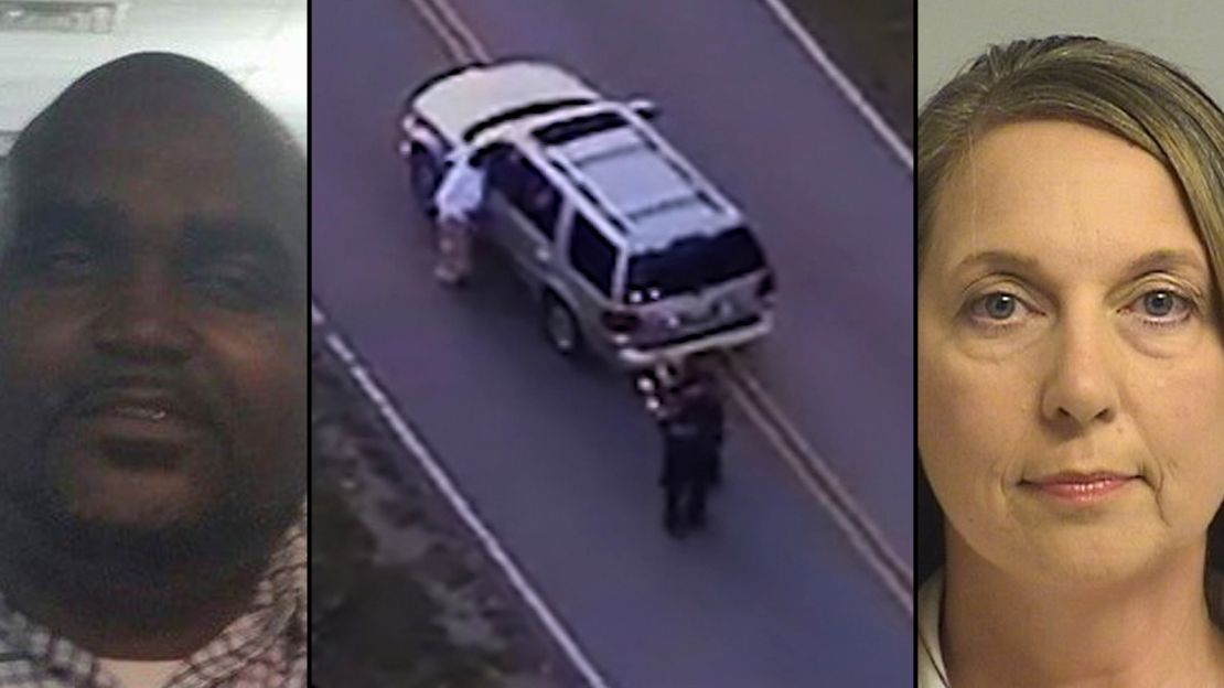 Terence Crutcher on left and Betty Shelby, who was acquitted, on right.