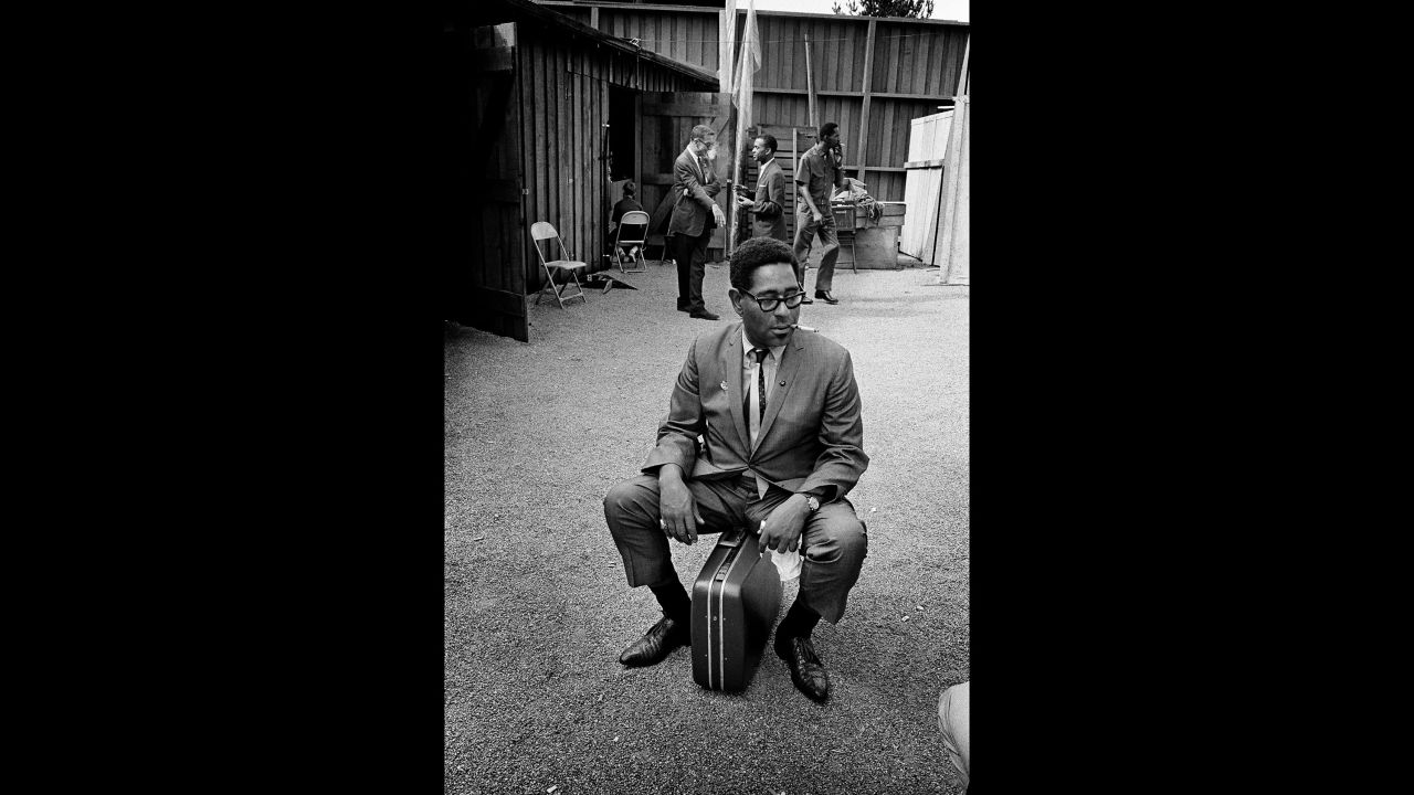 Dizzy Gillespie sits backstage at Monterey in 1963.