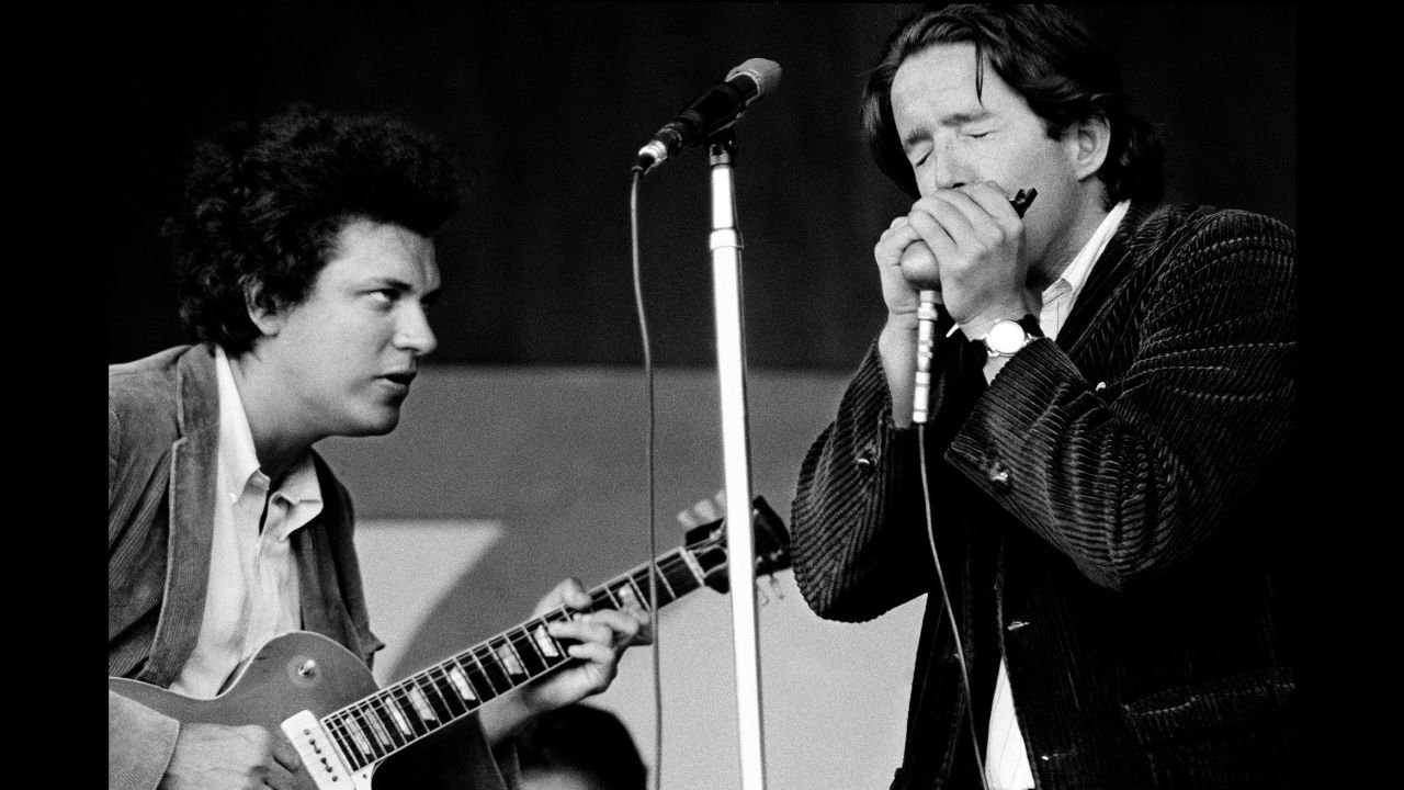 Mike Bloomfield and Paul Butterfield at the Monterey Jazz Festival in 1966.