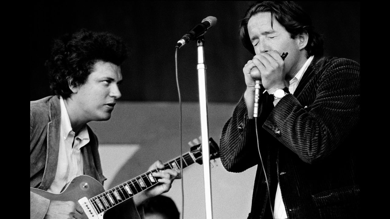 Mike Bloomfield and Paul Butterfield at the Monterey Jazz Festival in 1966.