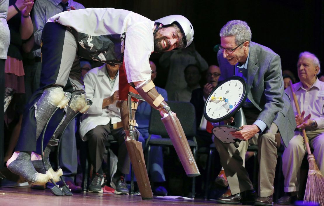 Thomas Thwaites accepts the biology while wearing goat prosthetics, September 22, 2016. 