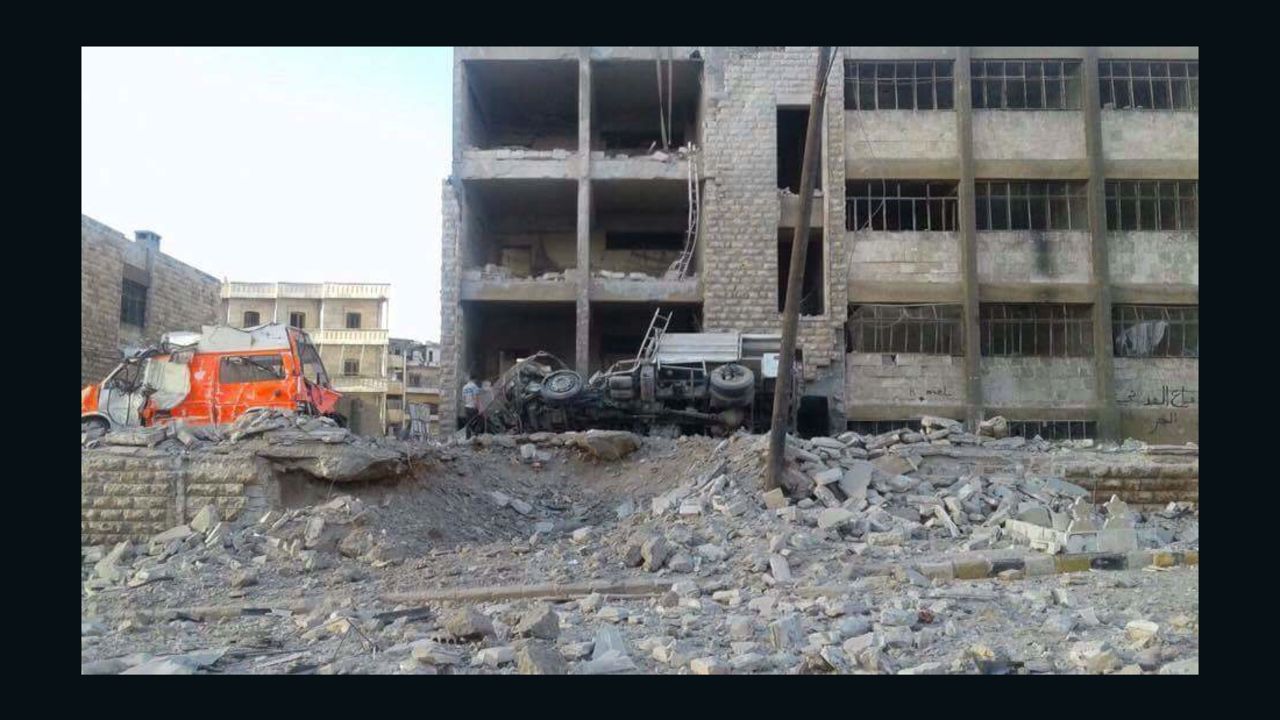 The fire station is Aleppo was reduced to rubble.