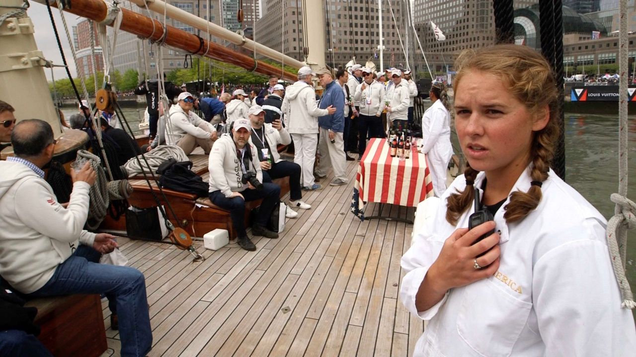 Crewmate Cragan Smith is pictured with guests in New York.
