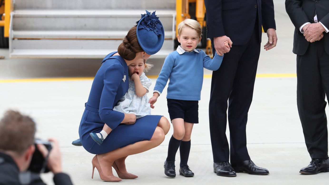 Catherine arrives with Princess Charlotte and Prince George at Victoria International Airport on September 24.