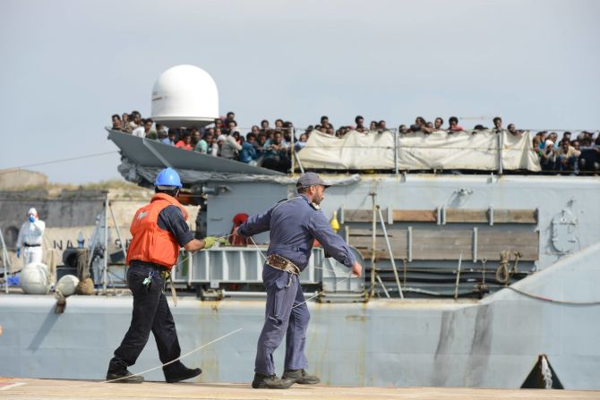Hundreds of East African refugees, including Eritreans, reach Sicily in mid 2015.