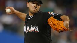 DO NOT USE Jose Fernandez of the Miami Marlins delivers a pitch against the Mets in August 2016 in New York.