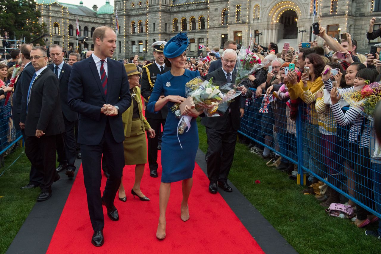 The couple arrive for the official welcome ceremony September 24. 