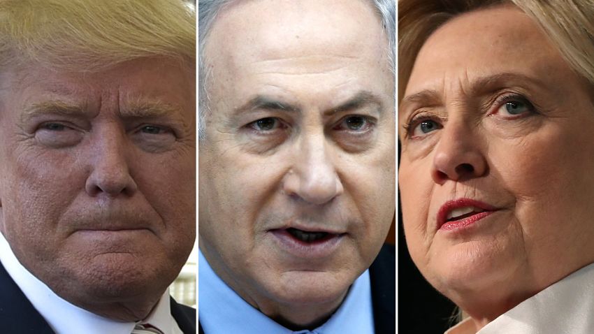 donald trump benjamin netanyahu hillary clinton composite