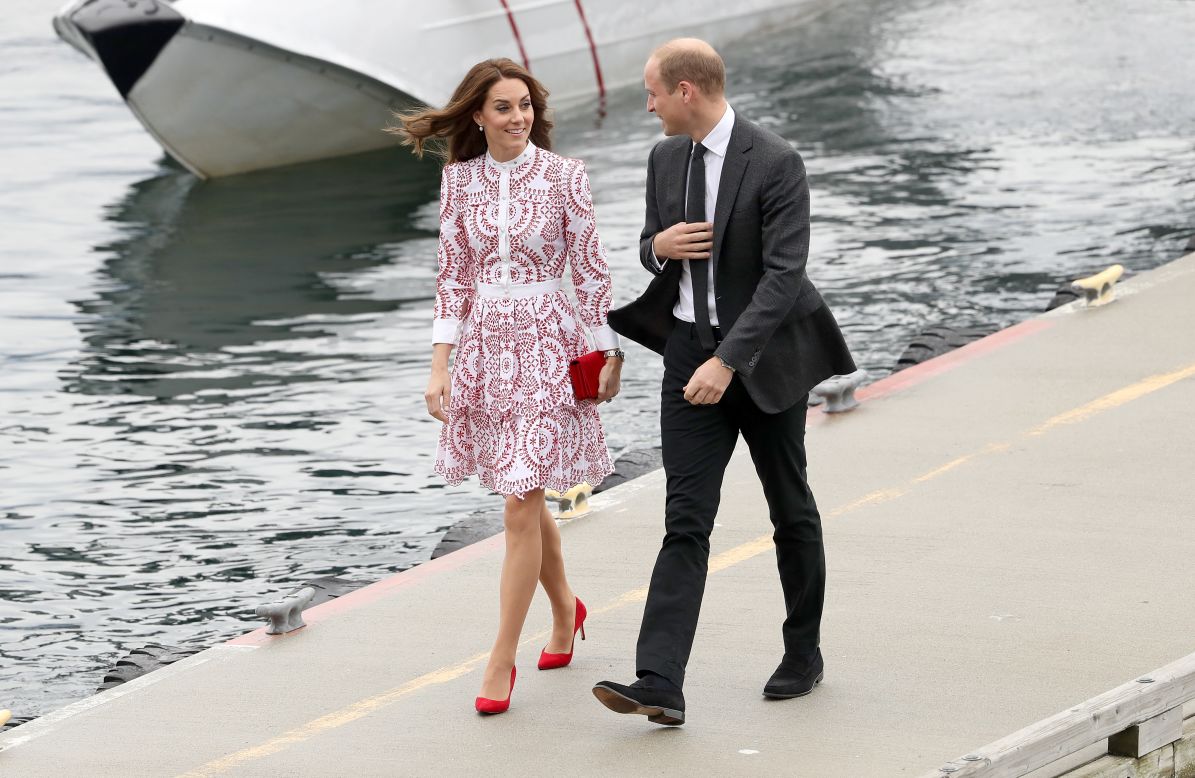 Catherine and William arrive at the Vancouver Harbour Flight Centre on September 25. 