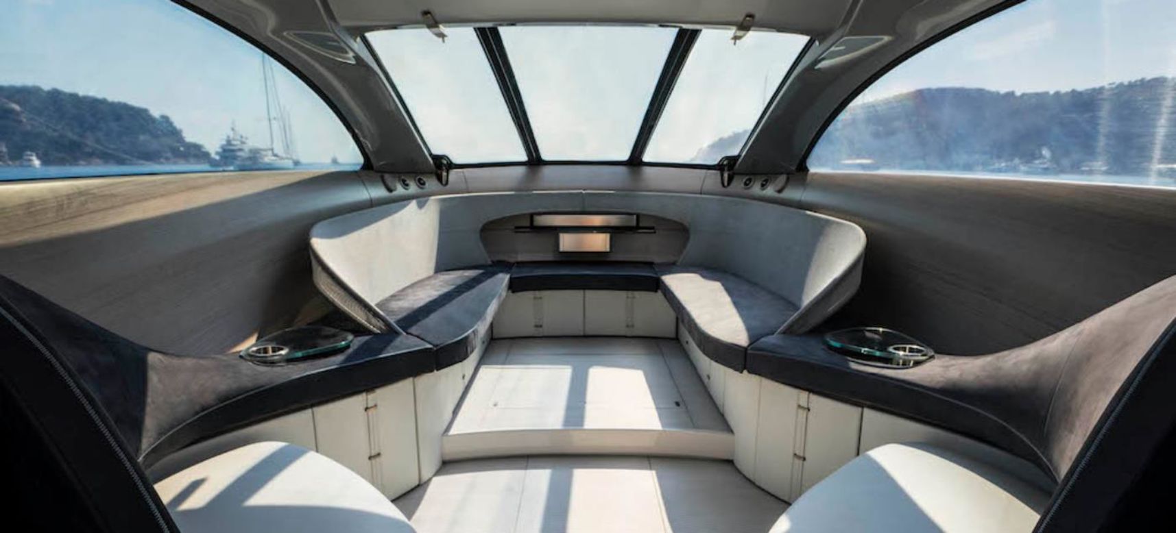 The 14.17-meter motor yacht incorporates new luxury design and materials to provide unique aesthetic appeal. "The yacht ditches the conventional compartmentalized layout and uses space and light to spectacular new effect," Mercedes says of its design.