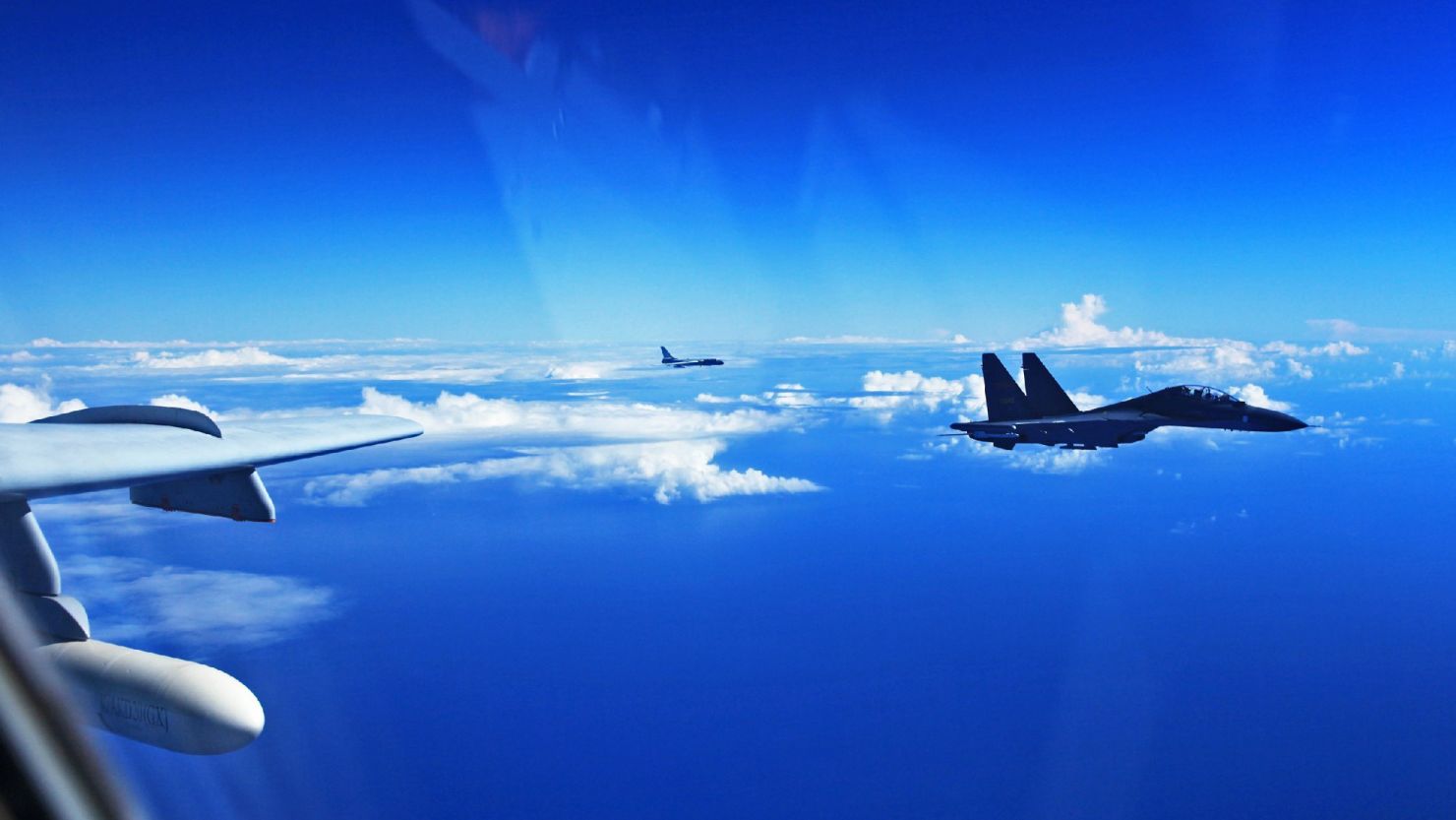 China's Air Force sent more than 40 aircraft to the West Pacific near the Japanese island of Okinawa on Sunday, for what state-media called routine drills.