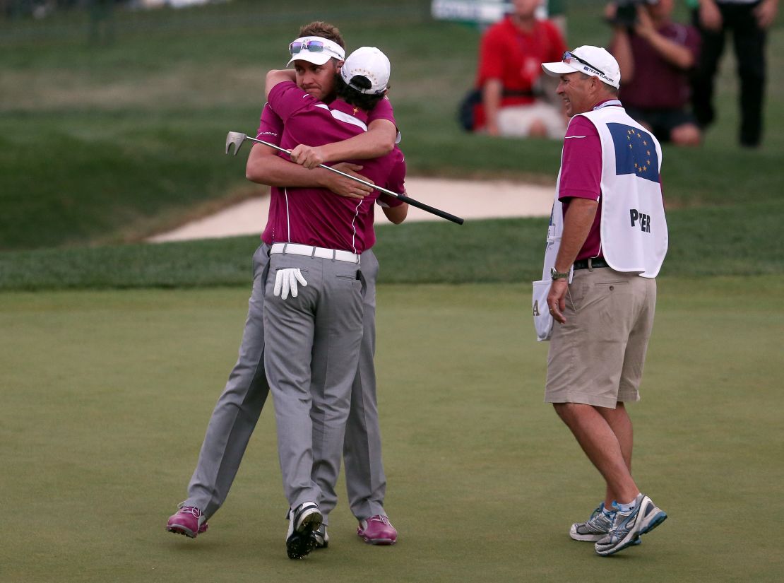 Poulter and McIlroy dragged Europe back from the brink with a famous win at Medinah in 2012.  