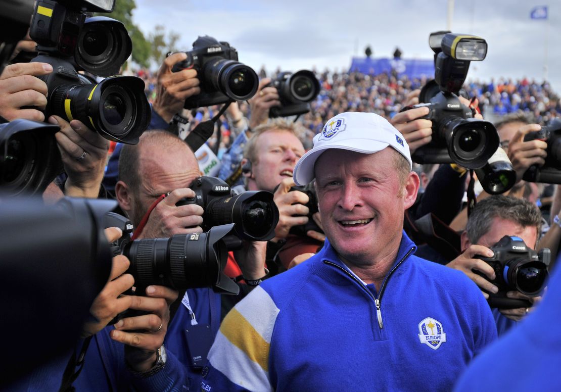 Wales' Jamie Donaldson holed the winning putt for Europe at Gleneagles in 2014.