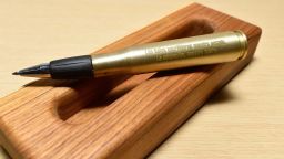 The pen that will be used to sign the peace accords with FARC is a symbol of Colombia's peaceful transition, according President Juan Manuel Santos. The pen is made from a recycled bullet that was used in combat. The inscription reads, "Bullets wrote our past. Education, our future."
500 of these pens will be given out to select writers, journalists, artists, and children of Colombia, with the hope that they will be used to write about future of peace in Colombia. The President will also give pens to UN Secretary General Bank Ki-moon as well as presidents from different countries attending the historic ceremony. 

