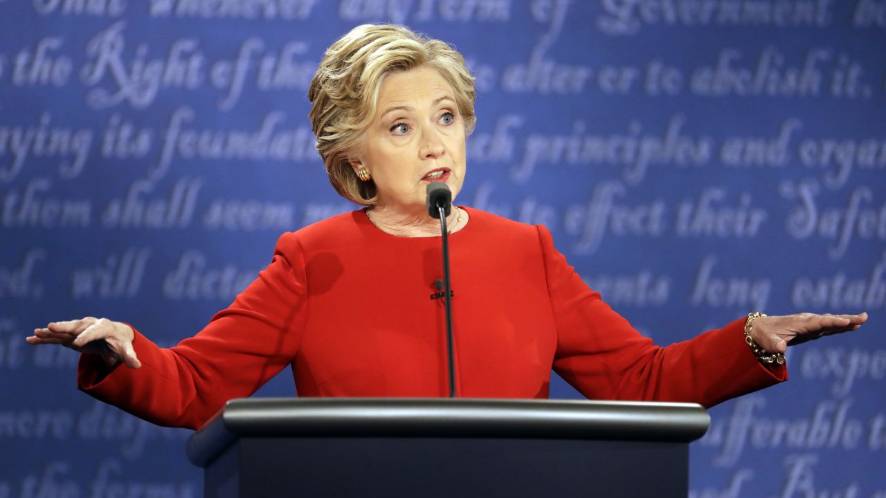 Clinton answers a question during the debate.