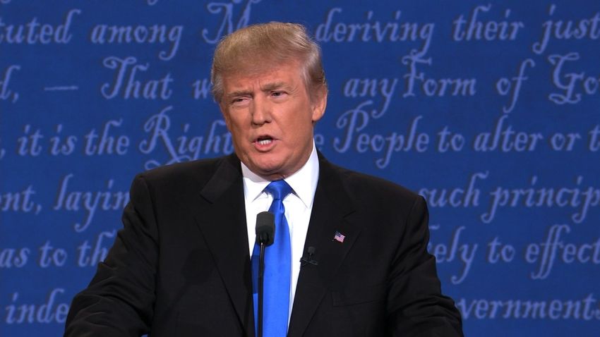 Donald Trump speaking at the 1st Presidential Debate at Hofstra University, New York on September 26, 2016
