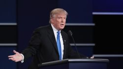 Donald Trump speaks during the Presidential Debate at Hofstra University on September 26, 2016 in Hempstead, New York. 