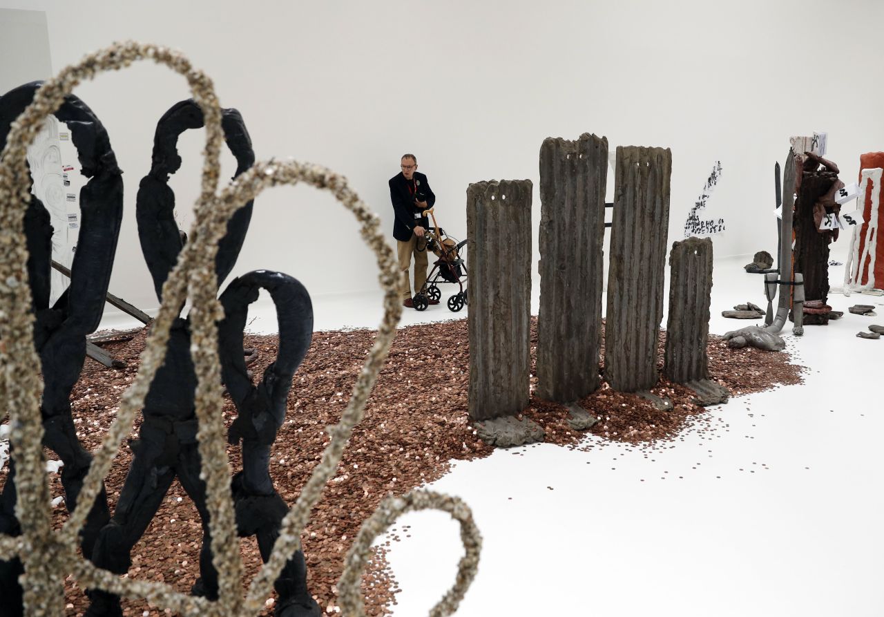 Newcastle's Michael Dean used £20,436 ($26,500) in Great British pennies in his sculpture, but removed one coin upon its installation it so that it represents one penny below the poverty line for a family of four.