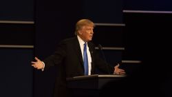 Donald Trump speaks at the first presidential debate on September 26, 2016, in Hempstead, New York.