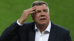 TRNAVA, SLOVAKIA - SEPTEMBER 03:  Manager Sam Allardyce rubs his forehead as he inspects the pitch prior to the FIFA World Cup Qualifying Group F match against Slovakia at City Arena on September 3, 2016 in Trnava, Slovakia.  (Photo by Christopher Lee/Getty Images)