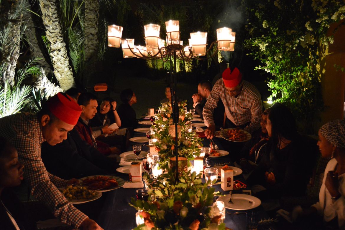Taste is one of the best senses to engage when exploring another country. In Morocco this is especially true. Skip the obvious restaurants and find yourself at a pop-up dinner in a local Riad for an immersive experience. Pictured here: a pop-up dinner experience from the Tastemakers mobile app held at a Senegalese owned private villa and gallery in La Palmerie. 