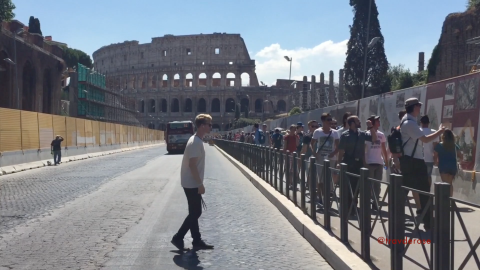 Travis doing MJ proud outside the Colosseum in Rome 