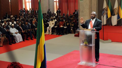 Gabon President Ali Bongo took his oath of office Tuesday at a ceremony in the capital, Libreville.