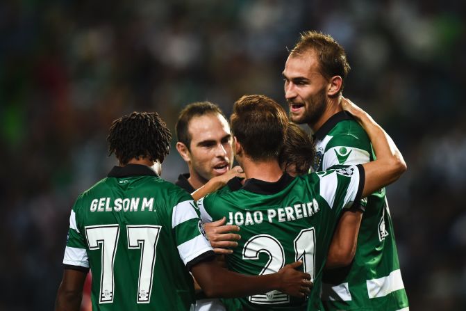 Sporting's Dutch forward Bas Dost scored his side's second in the 2-0 win over Legia Warsaw in Lisbon.