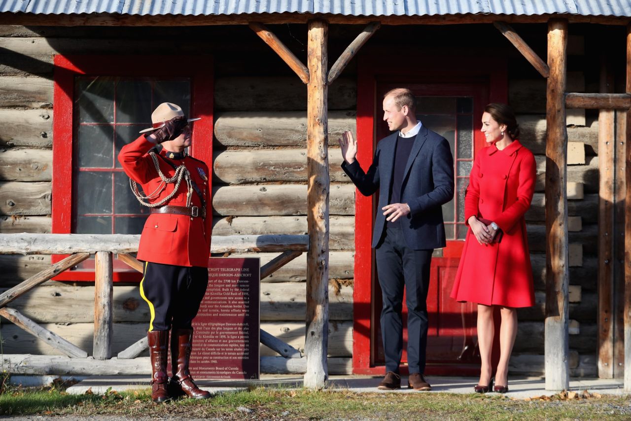 William and Catherine leave the McBride Museum in Whitehorse, Yukon, on September 28.