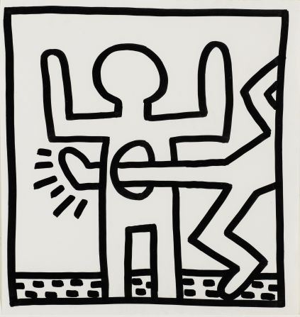 Haring first rose to prominence in the early 1980s with graffiti drawings he made on the streets and subways of New York. His bulky lines and angular figures can still found on some New York City walls today.
