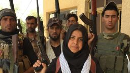 These are CNN photos to accompany a Ben Wedeman write on a woman called Wahida Mohamed, a self-described housewife who leads a unit that fights ISIS. She says she has beheaded ISIS fighters, cooked their heads and burned their bodies. Shirqat, Iraq. Sept. 27, 2016.