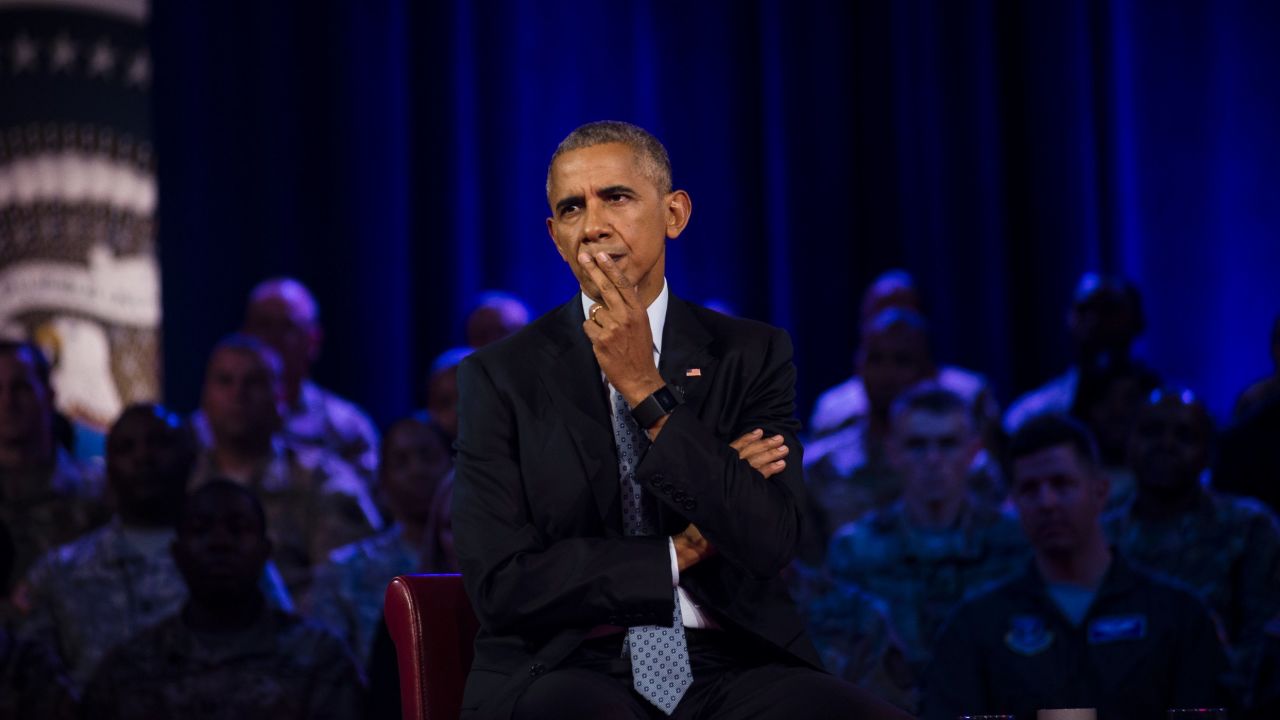 Obama listens to a member of the audience. Fort Lee is home to the U.S. Army's Combined Arms Support Command.