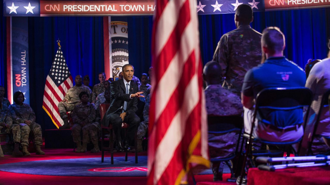 The White House said ahead of the town hall that Obama wanted to keep the event focus on troops and away from politics.