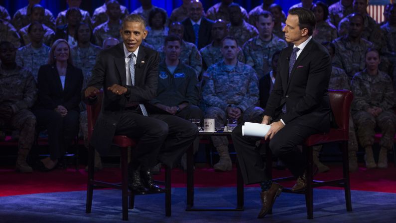 Obama answers a question during the event.