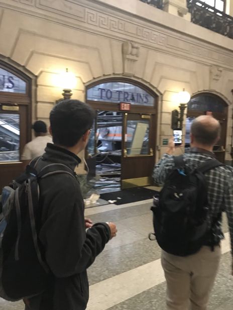 The station is a major transit hub across the Hudson River from Manhattan.