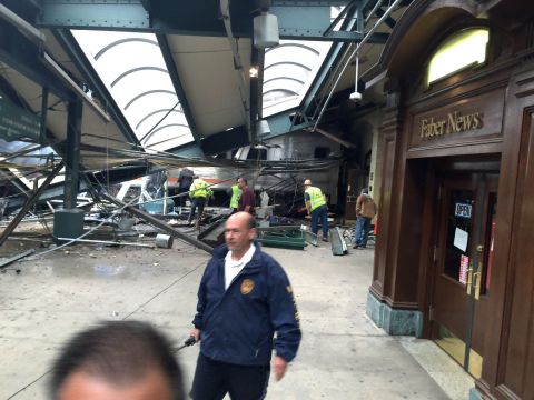 A section of roof lies on the platform after a New Jersey Transit train <a href="http://www.cnn.com/2016/09/29/us/new-jersey-hoboken-train-crash/index.html" target="_blank">crashed at the Hoboken station</a> on Thursday, September 29. One person was reported dead, and dozens of others were injured.