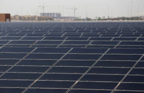 The 10-megawatt solar farm on the outskirts of Masdar City provides much its energy needs. 