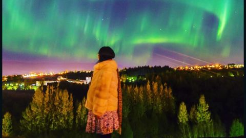 The Aurora Borealis lit up skies in Reykjavik this week.