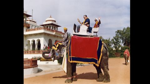 Justice Antonin Scalia and Ruth Bader Ginsburg pose on an elephant in Rajistan during their tour of India in 1994.