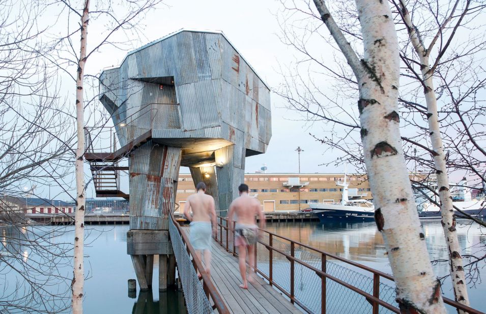 Scroll through the gallery to see innovative modern takes on bathhouses as well as other incredible water-facing designs. <br /><br />Studio Raumlabor built a rusty steel bathhouse in Frihamnen, the former industrial port of Gothenburg. 