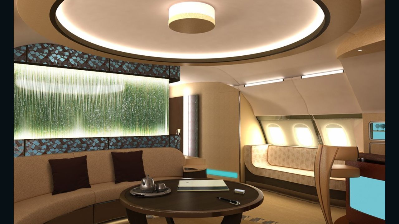 The lounge of a customized ACJ 380. 